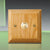 Varnished Honey Oak Plinth, 105mm (4.1") square, Brass Bell Push