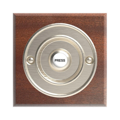 Traditional Square Wired Doorbell in Mahogany and Brushed Nickel