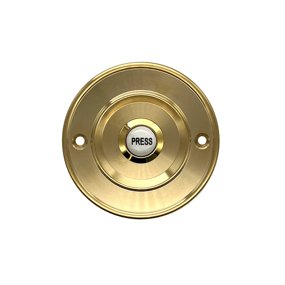 Wired Flush Fitting Doorbell Push Button, 76mm, in Brass with porcelai