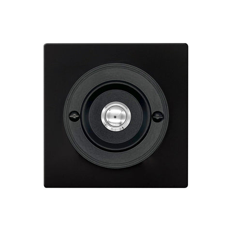 Modern Wireless Doorbell - Stylish Black Square Perspex Plinth and Black Centre Door Bell Push - Chrome Centre Button