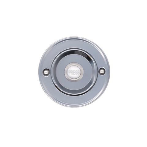 Modern Living Wired Flush Fitting Doorbell Push Button, 76mm (3") diameter, in Nickel with Nickel Press