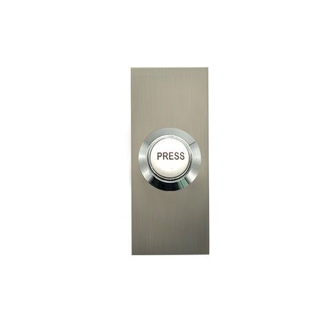 Rectangular Brushed Nickel Bell Push with Ceramic Press for mechanical Wind-Up Doorbells