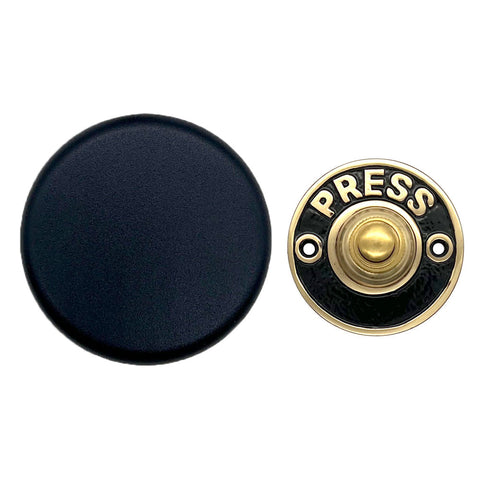 Black Wind up Mechanical Doorbell with Brass 'Press' Push Button