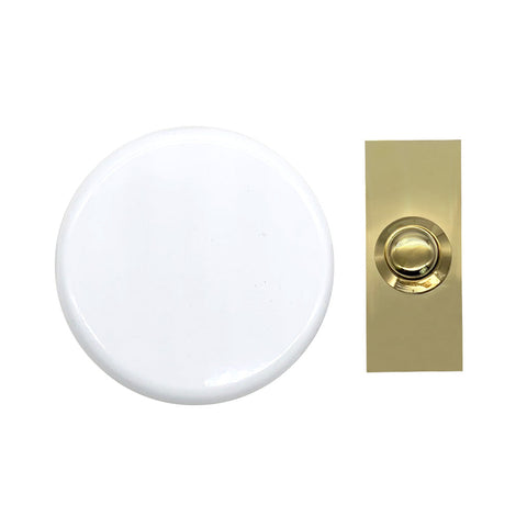 Doorbell World White Wind-Up Mechanical Doorbell with Brass Push - DBW-5858Wh/2204Bs