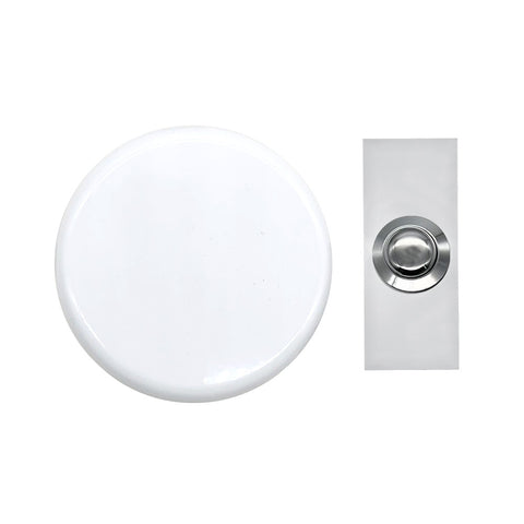 Doorbell World White Wind-Up Mechanical Doorbell with Chrome Push - DBW-5858Wh/2204Cr