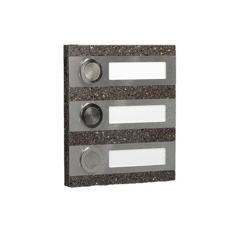 Zamel Wired Storey Plate, triple Bell Push on Durable Imitation Natural Stone Base