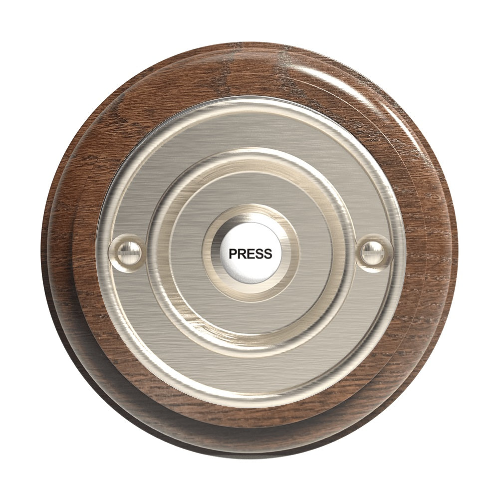 Traditional Square Wireless Doorbell In Mahogany And Brushed Nickel