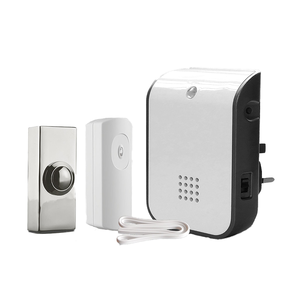 150m Plugin Wireless Doorbell with Wired to Wirefree Extender and Chr
