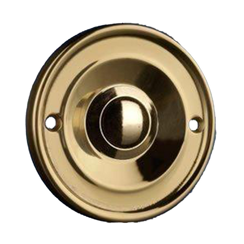 Brass Doorbell button, 2.5" (63mm) diam, Flush Fitting