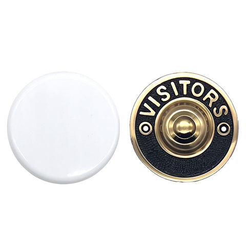 White Wind Up Mechanical Doorbell With Brass 'Visitors' Push Button