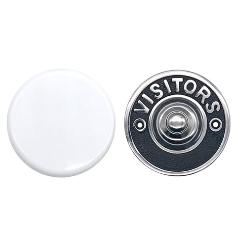 White Wind Up Mechanical Doorbell With Chrome 'Visitors' Push Button