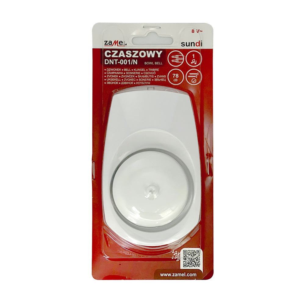 ZaMel DNT-001/N Bowl Bell - Traditionelle Türklingel 8V AC Weiß 78dB