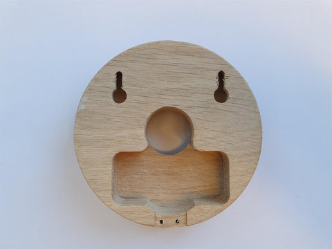 Natural Oak Round Period Plinth, For (3") Bell push and Extender