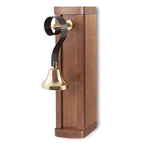 Wired Wall Mounted Victorian Style Brass/Mahogany Butlers Bell. Battery version DNB-222